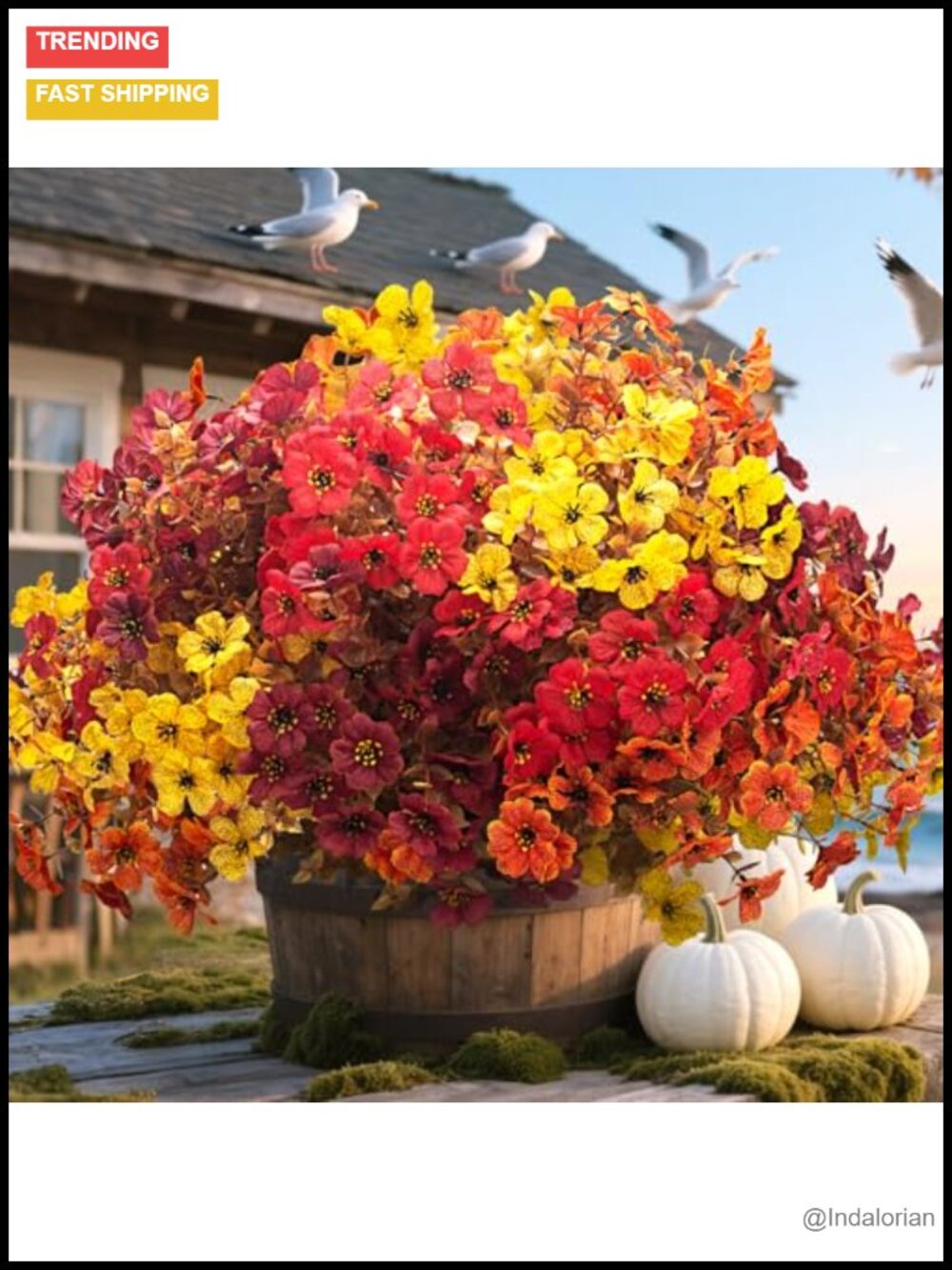 Artificial Fall Flowers Outdoor UV Resistant Faux Silk 20 Bundles